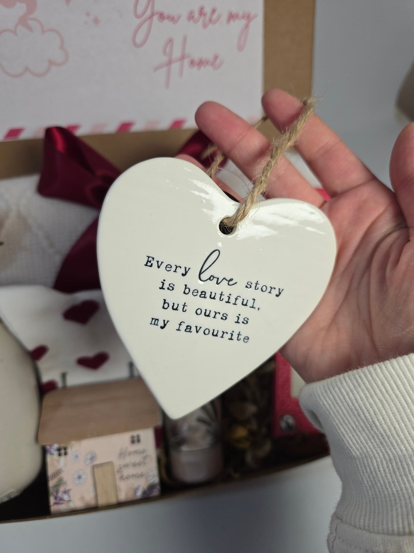 Porcelain Hanging Heart “Every Love Story” Keepsake - Gifting CY - Cyprus - 