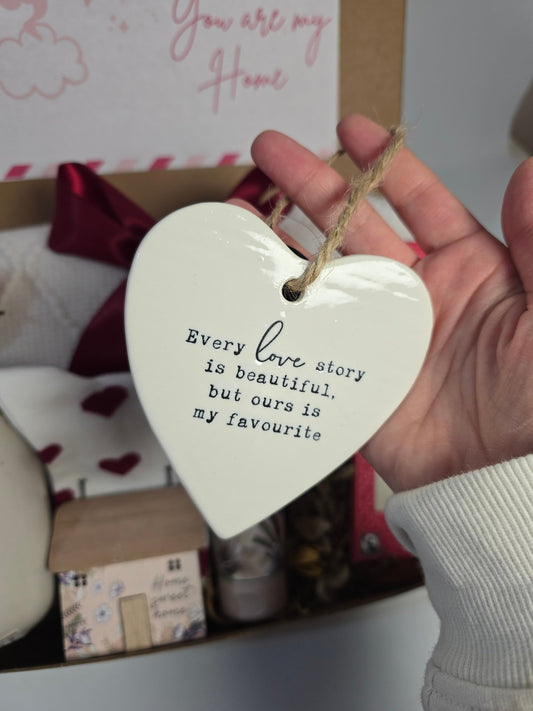 Porcelain Hanging Heart “Every Love Story” Keepsake - Gifting CY - Cyprus - 