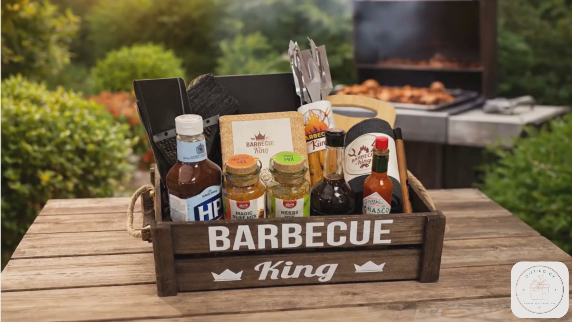 Barbecue King Gift Box – Premium Wooden Box for Barbecue Lovers - Gifting CY - Cyprus - 