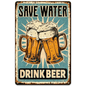 Save Beer" Vintage Wall Sign - Rustic Blue and White Nostalgic Art - Gifting CY - Cyprus -