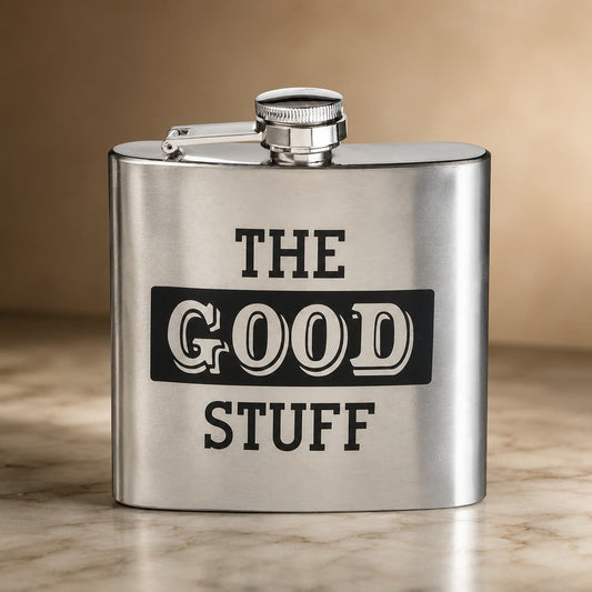 Silver Metal Flask, The Good Stuff, 177ml - Gifting CY - Cyprus - 