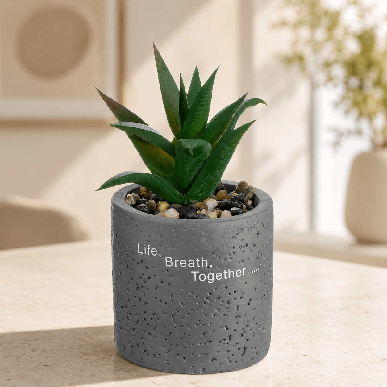 Small Pot - Life Breath Together Cement Succulent Pot - Gifting CY - Cyprus - 