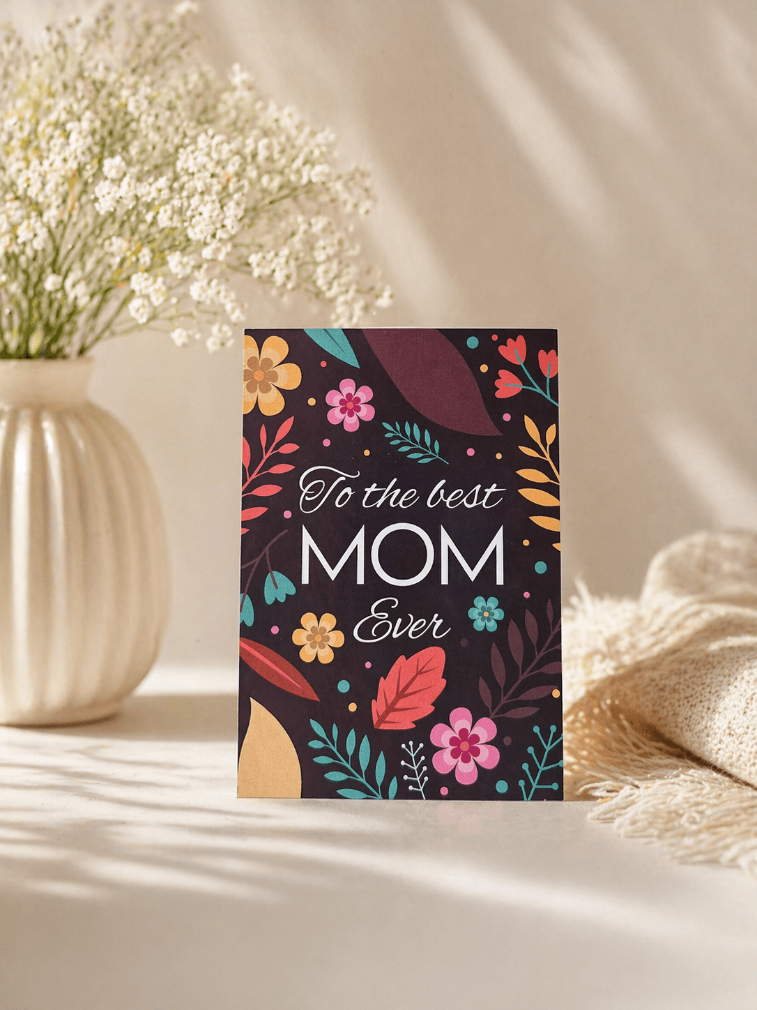 To the Best Mom Ever – Floral Heartfelt Greeting Card - Gifting CY - Cyprus - 
