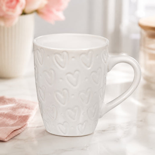 White Ceramic Heart Mug, 350ml - Gifting CY - Cyprus - 